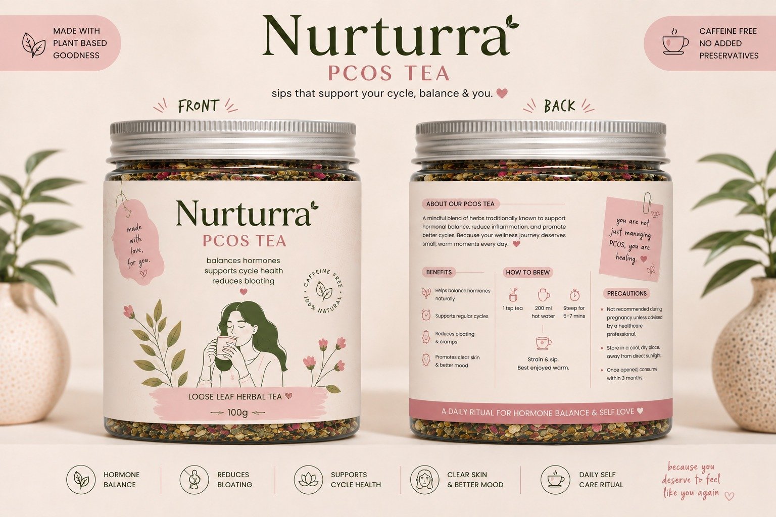 Nurturra PCOS Tea Loose Leaf Herbal Blend, 100g